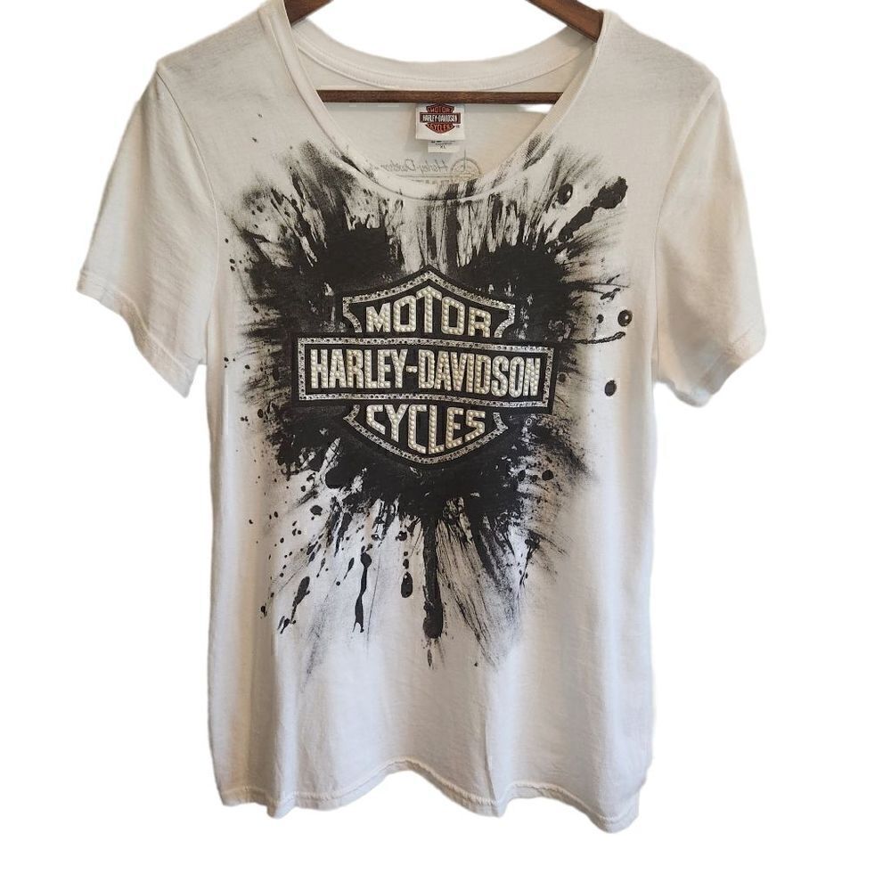 HARLEY Davidson Women's Graphic Rhinestud Top Size XL